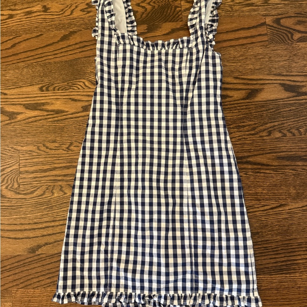 J. Crew Navy and White Gingham Dress